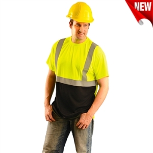 High Visibility T-Shirt With Pocket - Black Bottom Class 2 Moisture Wicking